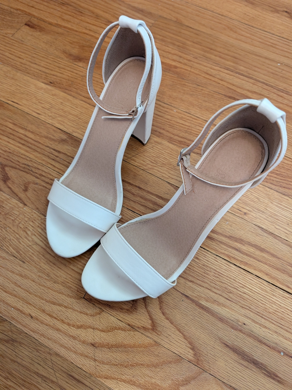 Charlotte Russe White Ankle-Strap Block Heels